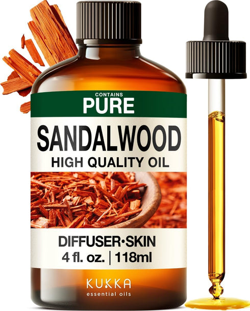 Set Set 2x4 oz Sandalwood Essential Oils for Diffuser & Rosemary Oil for Hair - Aromatherapy Grade Essential Oils - fl