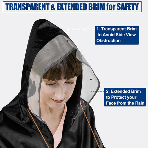 Mobility Scooter Rain Cover, Waterproof 420D Oxford & EVA Fabric Poncho for Electric Vehicle, Outdoor Wheelchair Suit
