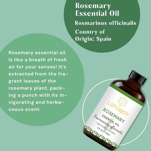 Rosemary Oil for Hair Growth - 100% Natural Aromatherapy Oil - 4 Oz