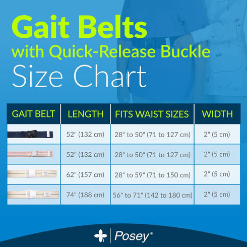 TIDI Posey Quick-Release Gait Belt - Navy Blue, 52”, Medical Supplies for Nurses, Physical Therapy & Home Care (6528Q)