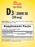 Sundance High Potency Vitamin D3 | 2000 IU (50 mcg) | 60 Quick Release Softgels | Non-GMO and Gluten Free Supplement