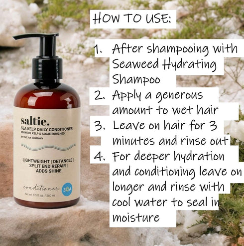 Saltie Sea Kelp Daily Hair Conditioner I Nourish with Sea Weed, Kelp & Algae I Lightweight, detangle, repair split ends, adds shine for radiant hair. (8.5 fl. Oz /250ml)