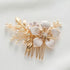 SWEETV Gold Bridal Hair Clip, Floral Hair Comb Barrette for Brides Wedding