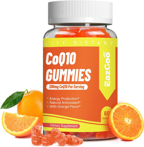 CoQ10 Gummies 200mg - Vegan Supplement for Energy Production, Non-GMO, Gluten Free (60 Gummies)