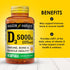 MASON NATURAL Vitamin D3 125 mcg (5000 IU) - Supports Overall Health, Strengthens Bones, 50 Softgels (Pack of 3)