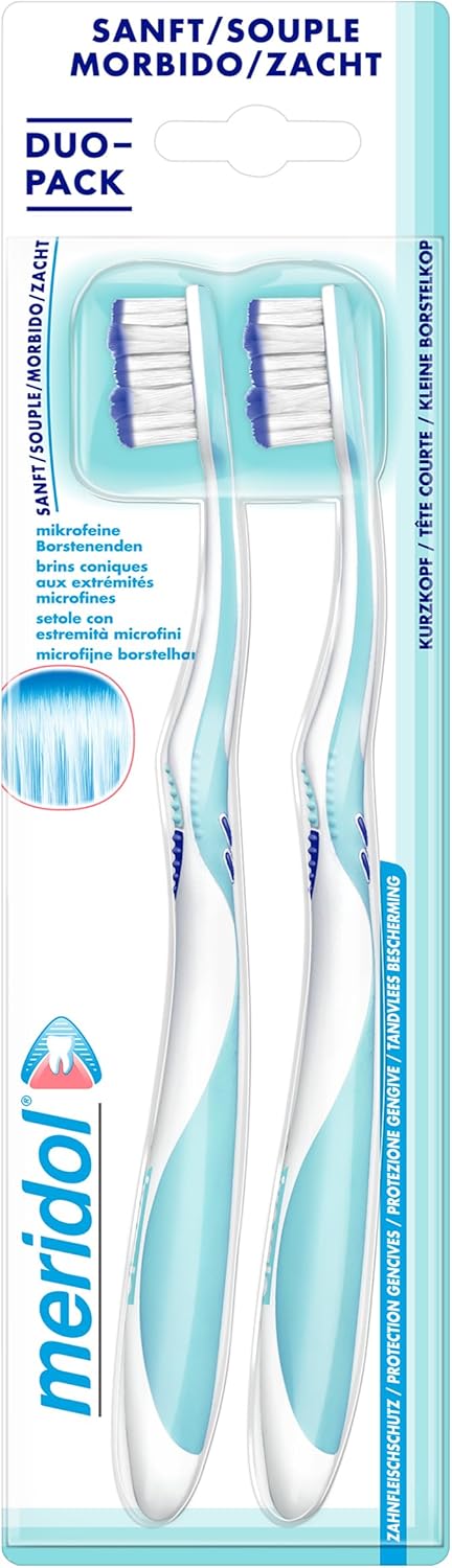 Meridol Toothbrush Gum Protection Soft Pack of 2 - Manual Toothbrush for Gentle