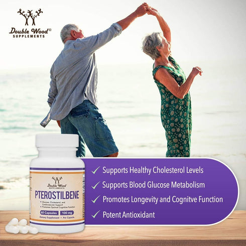Pterostilbene Supplement 100mg Capsules, 60 Capsules, Superior to Resveratrol, Antioxidant for Longevity Support