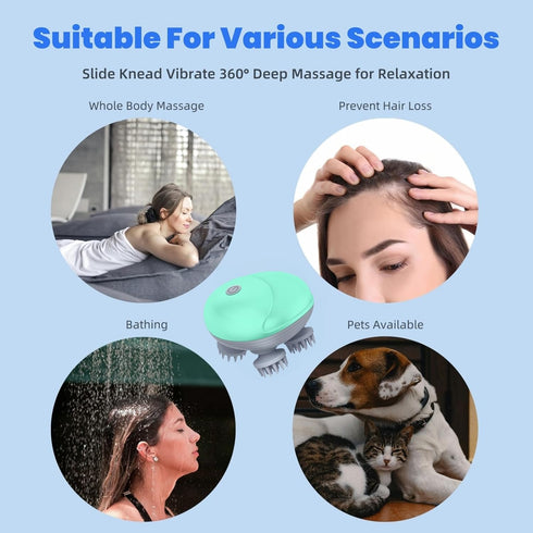 LeCoirrax 4 3 Electric Scalp Massager for Men Women, Handheld Cat Dog Pet Head Massager with Massage Heads, Speeds