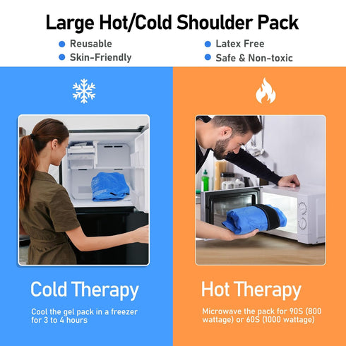 Shoulder Ice Pack Wrap - Larger Rotator Cuff Cold Therapy Support Brace for Pain Relief, Reusable Gel Compress