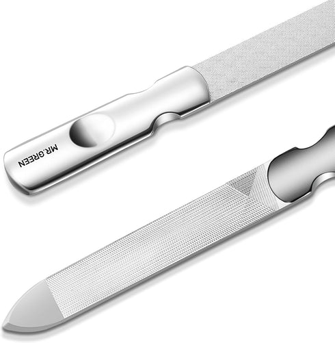 MR.GREEN Double Sided Nail Files - Stainless Steel Manicure Pedicure Grooming Tools for Finger and Toe Nails