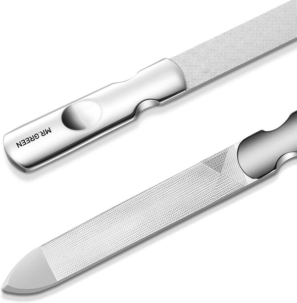 MR.GREEN Double Sided Nail Files - Stainless Steel Manicure Pedicure Grooming Tools for Finger and Toe Nails