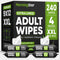 Morning Star Adult Wipes for Elderly - 240 Wipes 4 Packs Thick Extra Large