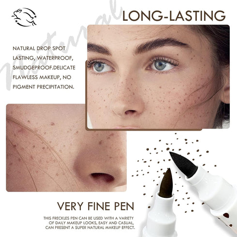 KYDA 2 Pcs Natural Freckle Makeup Pen, Waterproof Longlasting Soft Dot Spot Pen for Effortless Sunkissed Makeup