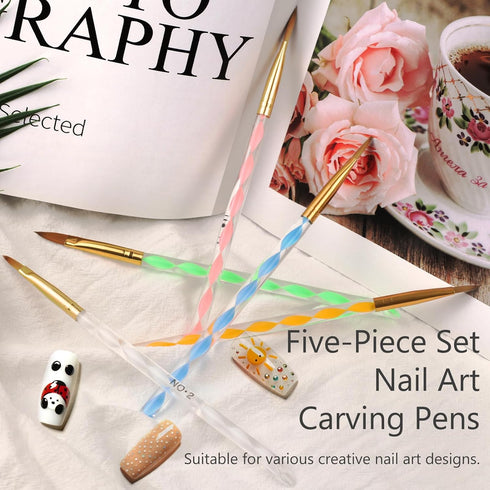 Nail Art Clean Up Brushes, 5 Pcs Painting Brushes for Nails with Flat/Oval/Fine Angled Gel Nail Brushes,Nail Brushes for Cleaning Nail Polish Mistake on the Cuticles