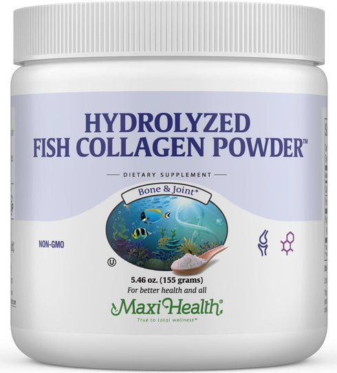 Maxi Health Collagen Peptides Powder, Type I Unflavored Marine Powder Collagen for Joints, Skin, Hair & Nails (5.46 oz)