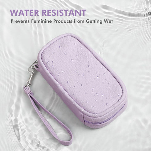 Teircno Portable Tampon Storage Bag,Tampon Holder for Purse, Small Organizer Bag with Handle, PU Period Pouch, Small