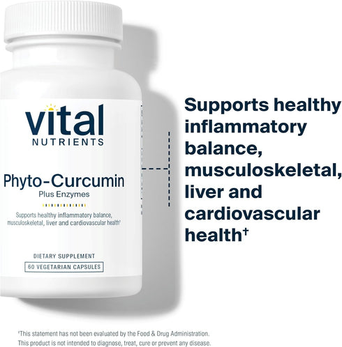 Vital Nutrients Phyto-Curcumin Plus Enzymes, Curcumin Supplements with Phytosome Extract, 60 Capsules
