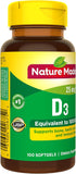 Nature Made Vitamin D3 1000 IU (25 mcg), 100 Softgels, Dietary Supplement for Bone, Teeth, Muscle & Immune Health