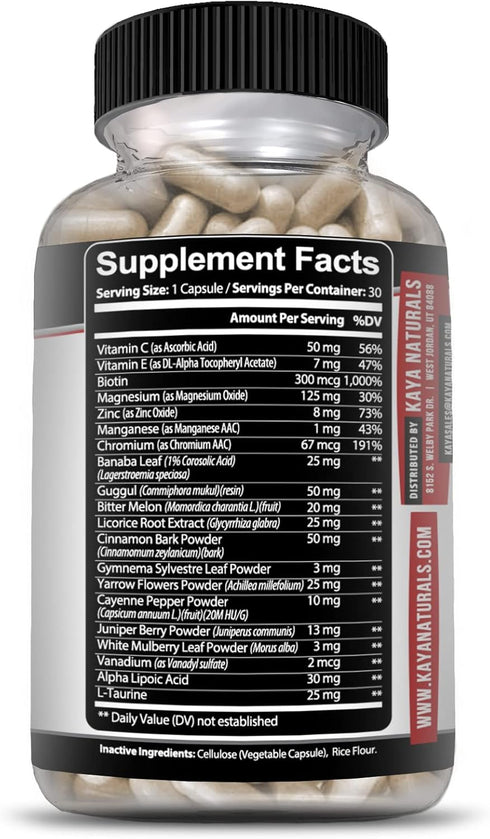 Kaya Naturals Healthy Gluco with Bittermelon Supplement | 20 Herbs, Vitamins & Minerals, 30 Count