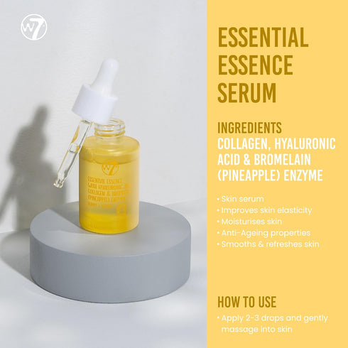 W7 Skin Refresh Essential Skin Care Set - 4 Step Daily Routine: Moisturizer, Cleansing Gel, Toner, Serum for Natural