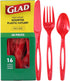 Glad Heavy Duty Full Size Assorted Plastic Cutlery Set, Red Extra Heavy Duty Forks, Knives, and Spoons (Pack of 48)