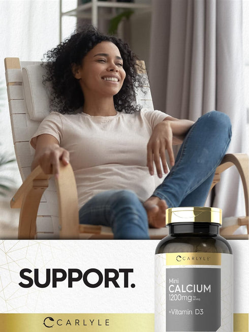 Carlyle Calcium 1200mg with Vitamin D3, 300 Mini Softgels, Non-GMO, Gluten Free