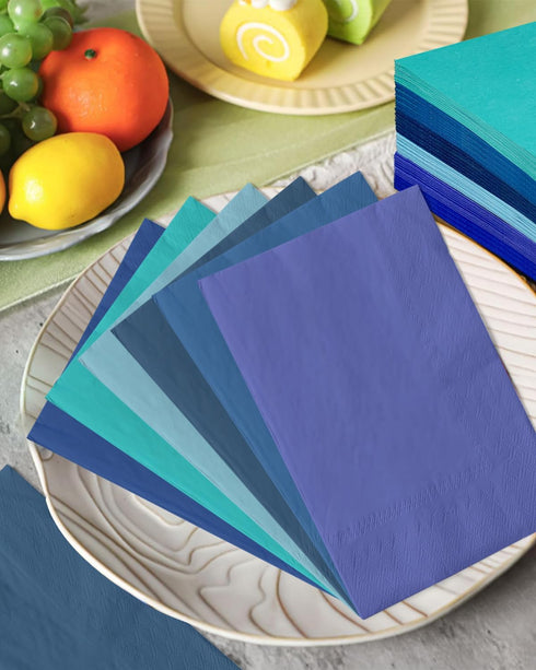 qiqee Blue Paper Napkins 13 * 16inch, 120 Count Disposable Guest Paper Hand Towels for Wedding, Dinner, Birthday Party