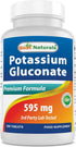 Best Naturals 250 Count Potassium Gluconate Supplement 595 Mg Tablet