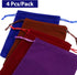 Qulkws 4 Pack 7.08 5.1in Velvet Drawstring Pouches Soft Velvets Bags with Drawstrings Small Drawstring Pouch x Dice