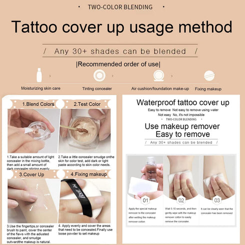 VEZE Tattoo Concealer, Waterproof Makeup Foundation for Scar, Vitiligo, Dark Spots, Body Art Cover