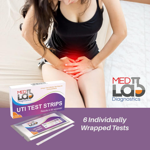Strips(Pack 6) UTI Test of Individually Wrapped Urinary Tract Infection Urine UTI Test Kit for Women, Men, Kids Cats