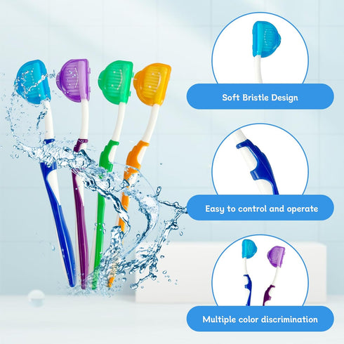 4-Pack Orthodontic Dental Care Kit, Includes Soft Bristle Toothbrushes and Braces-Friendly Flosser