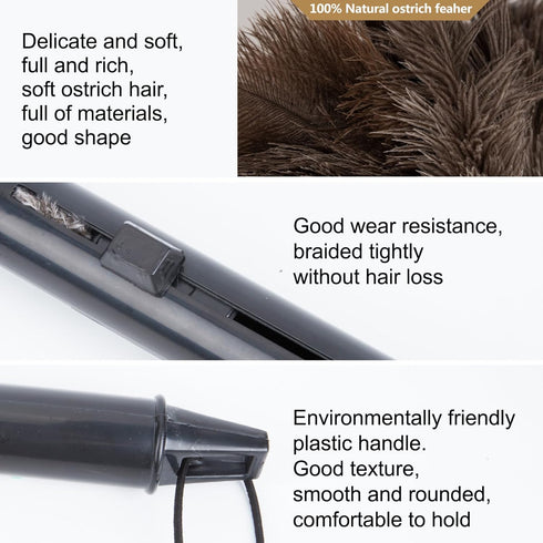 Aldwin Ostrich Feather Duster Retractable 2 Pack, 16 Inch Genuine Fluffy Handheld Dusters for Cleaning