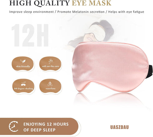 Sleep Mask Silk Eye Mask for Sleeping, Super Soft Blackout Eye Covers, Adjustable Straps, Travel Eye Mask, 3 Pack