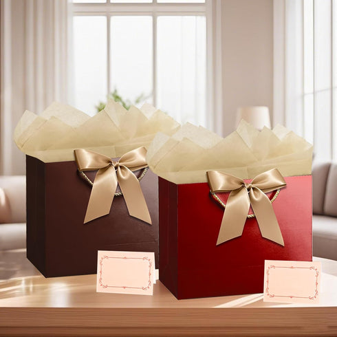 PrintGuru 13 13W 10.2H 4.9D 1 Pack) Large Brown Gift Bag with Tissue Paper and Greeting Card, Paper Gift Bag