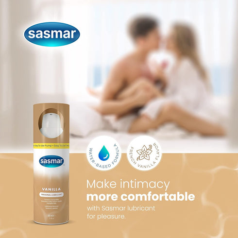 SASMAR 60 ml Vanilla Flavored Lubricant - Water Based Personal Lube for Men, Women - Feels Natural, Long Lasting
