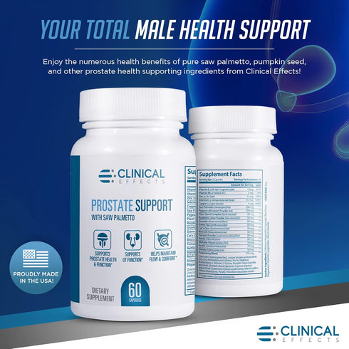 Clinical Effects Prostate Health Supplement, Men's Wellness Formula with Vitamin E & Pumpkin Seed (60 Capsules)