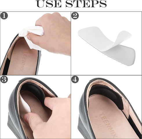 Hotop 6 Pairs Heel Cushion Pads for Women, Adhesive Heel Grips Stickers Liner Inserts for Loose Shoes (Black, White)