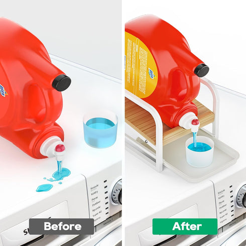 Laundry Detergent Holder Liquid Laundry Detergent Riser and Stand with Drip Tray for Laundry Room Organization