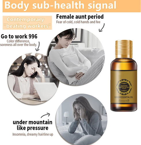 YG LianKai 3PC (90ml) Tummy Belly Drainage Ginger Oil, Gingers Oil, Ginger Oil Drainage Massage, Ginger Essential Oil