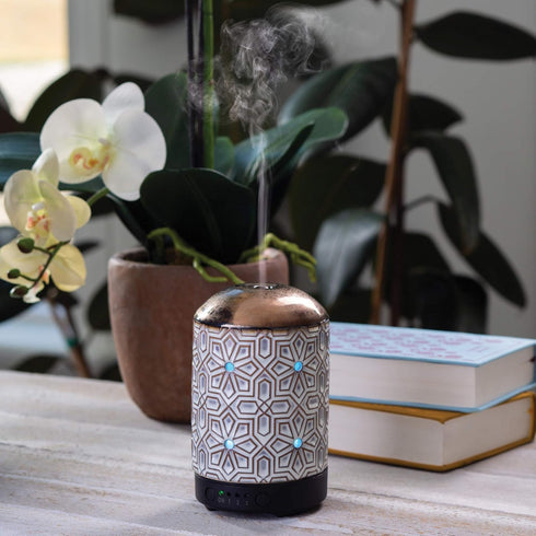 Timer|100 mL 8 Airome Ceramic Essential Oil Diffuser with Humidifying Ultrasonic Aromatherapy Diffuser Colorful LED