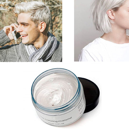 White Hair Color Wax, Natural Hairstyle Wax 4.23 oz, Temporary Cream for Party, Cosplay, Halloween