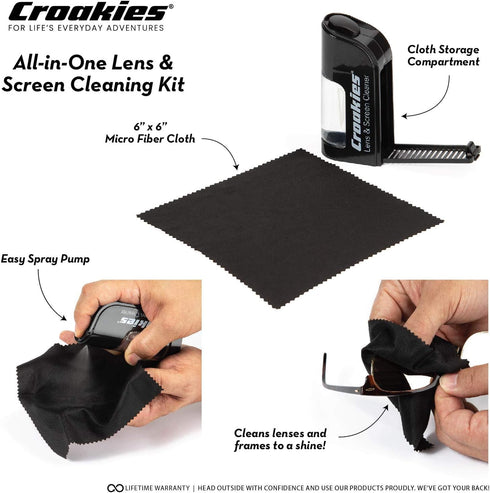 Croakies All-in-one Cleaning Kit | Lens Care Travel Kit with Pump and Microfiber Cloth