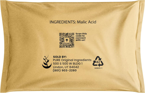 PURE ORIGINAL INGREDIENTS Malic Acid (8 oz) Food Grade Crystals, Tart Flavor