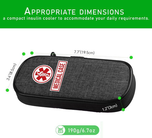 mnmoom Epipen Carry Case, Waterproof Insulated Travel Medication Organizer Bag with Zipper Pull Tag, Black