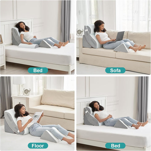 Set 4PCS, 20" Hansleep Bed Wedge Pillow for After Surgery Post Surgery Pillow for Sleep Apnea and Acid Reflux Relief
