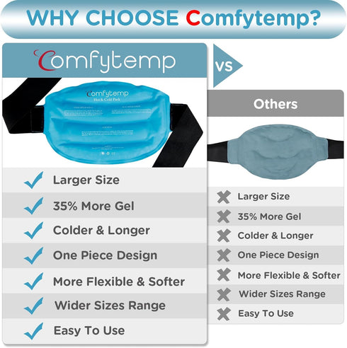 Comfytemp Large Reusable Ice Packs for Injuries - Gel Ice Bag for Back Pain Relief, Cold Pack Wrap for Lower Back,