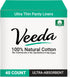 Veeda Natural Cotton Ultra Thin Panty Liners for Women, 40 Count - Hypoallergenic & Comfortable
