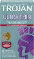 TROJAN 12 Count Ultra Ribbed Stimulations and Ultra Thin Sensitivity Spermicidal Condoms