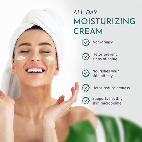 Plant-based Daily Organic Moisturizer for Women & Men, Ayurvedic Vegan Face and Body Lotion, pH-Balanced Non-Greasy